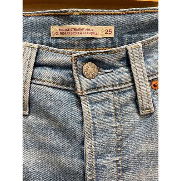Levis Ribcage Straight Ankle Button Fly Distressed Cowgirl Grunge Womens Size 25 - Picture 2 of 15